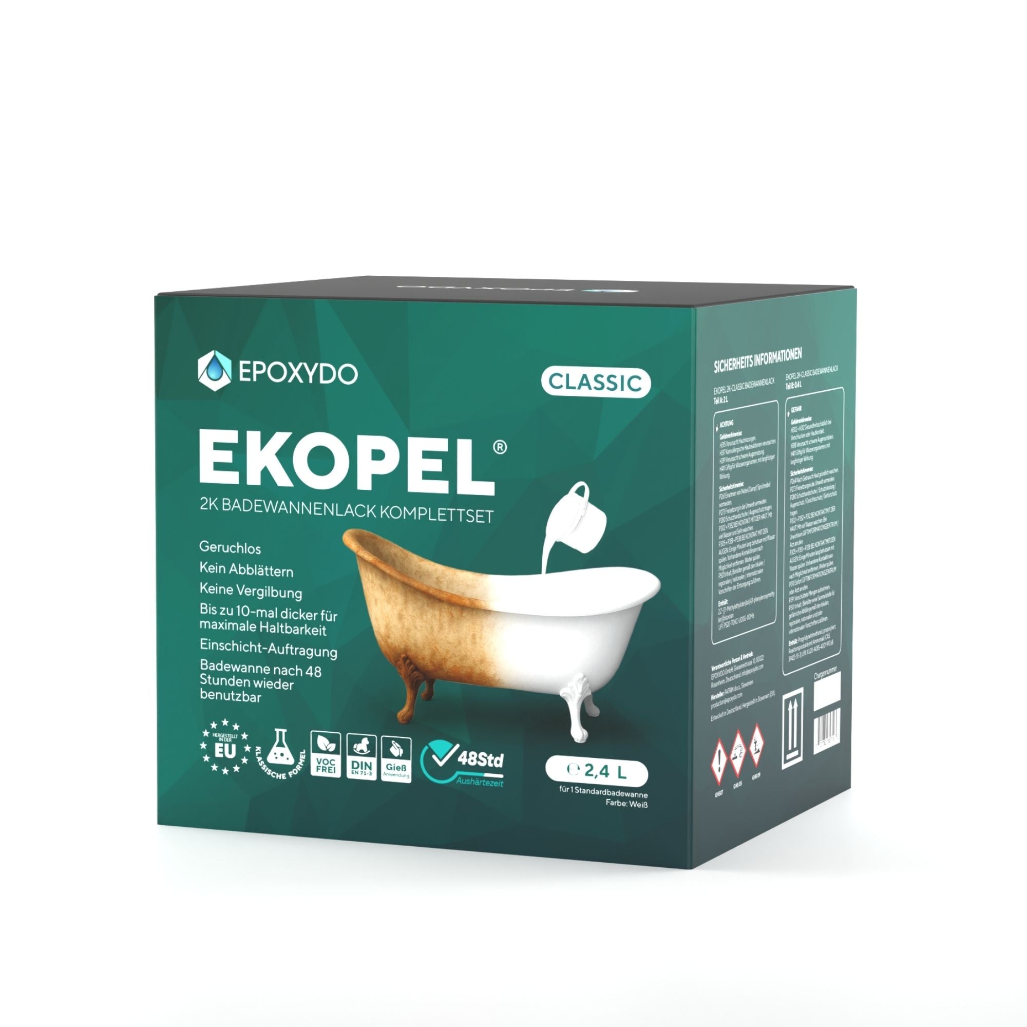EKOPEL 2K-CLASSIC Bathtub coating. Odourless. Curing time 48h. 